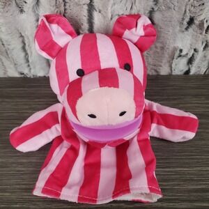 Evriholder Pink Magenta Striped‎ Pig Hippopotamus Hand Puppet Plush 9"